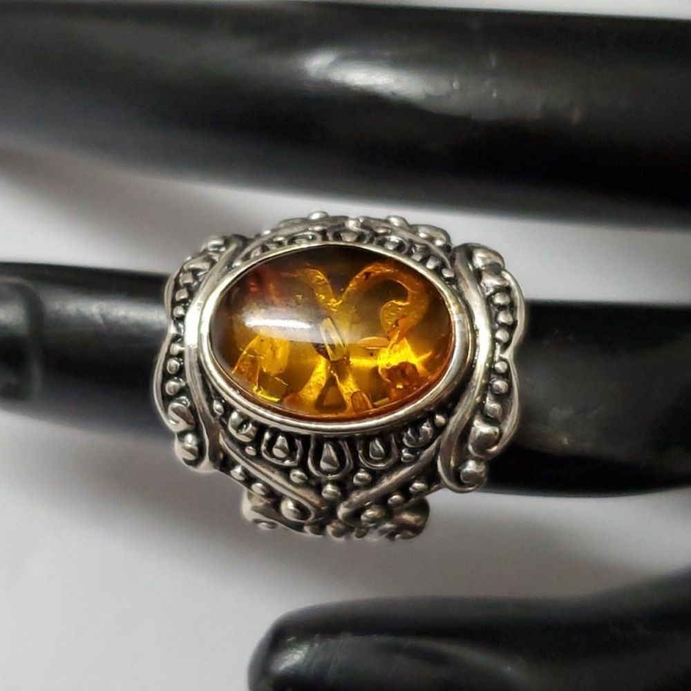 Sterling Silver 925 Amber Ring